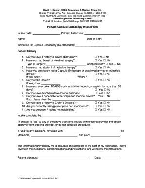 Gastroenterology Intake Form