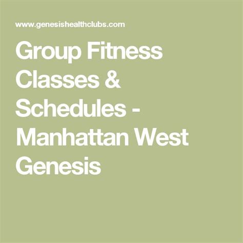 Genesis Class Schedule