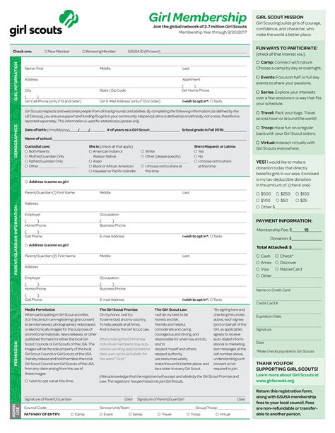 Girl Scout Registration Form Printable Atlanta Printable Forms Free