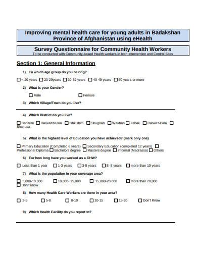 Global Health Questionnaire Template