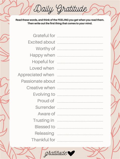 Gratitude Worksheet Pdf