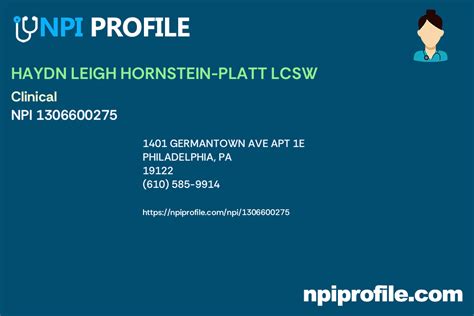 Haydn Leigh Hornstein Platt Lcsw Npi 1306600275 Social Worker In Philadelphia Pa