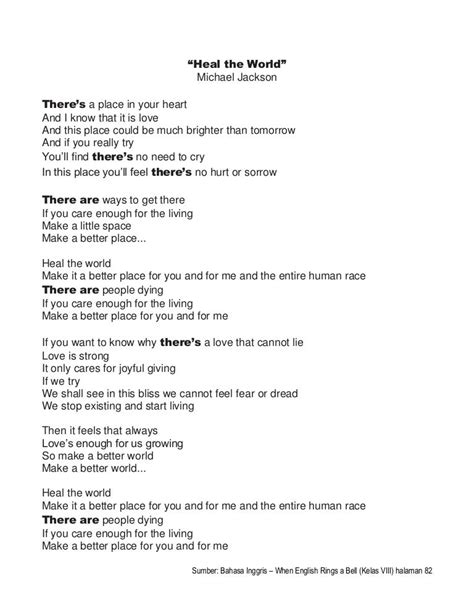 Heal The World Lyrics Terjemahan