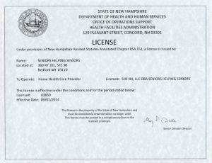 Health And Human Services License 360 Shs