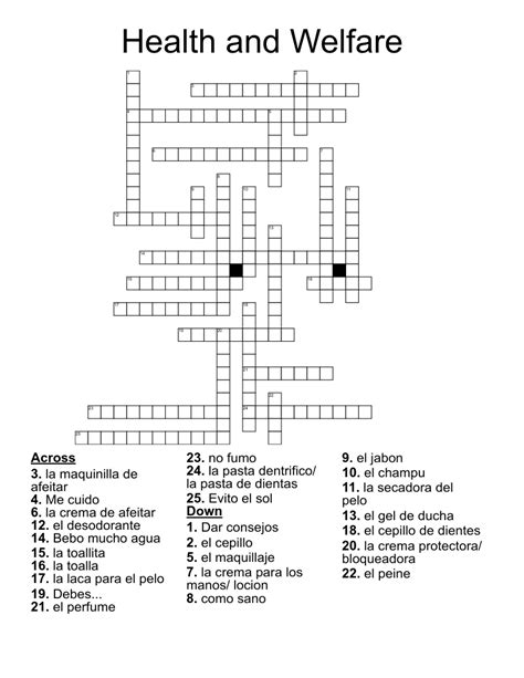 Health And Welfare Crossword Clue