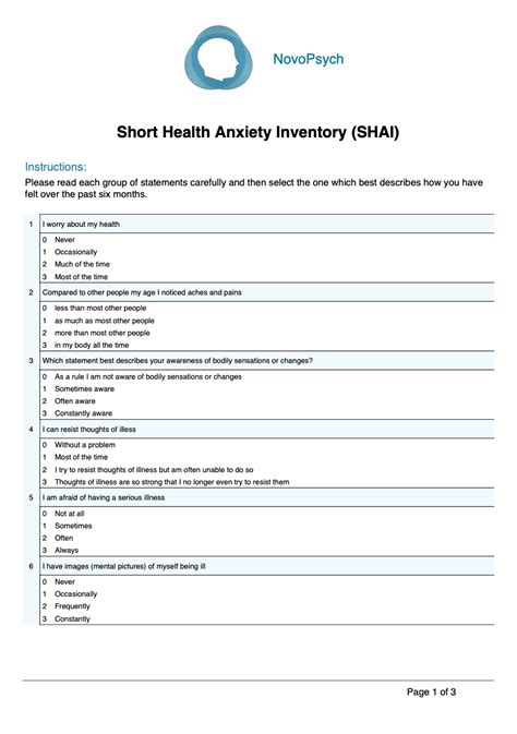 Health Anxiety Inventory 18 Scoring