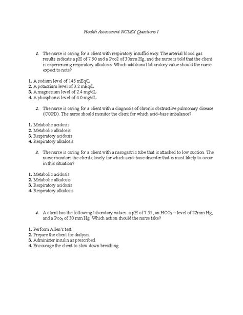 Health Assessment Nursing Quiz