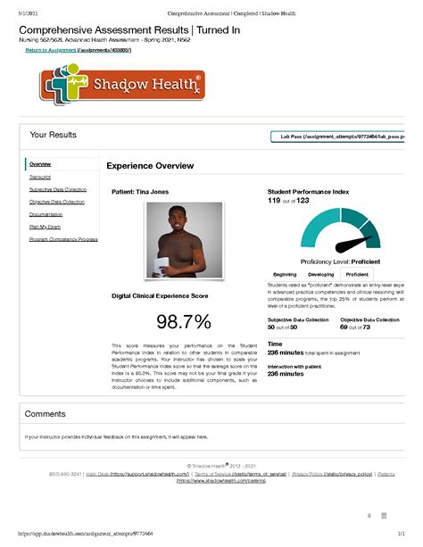 Health Assessment Shadow Health