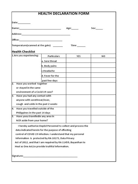 Health Care Declaration Form