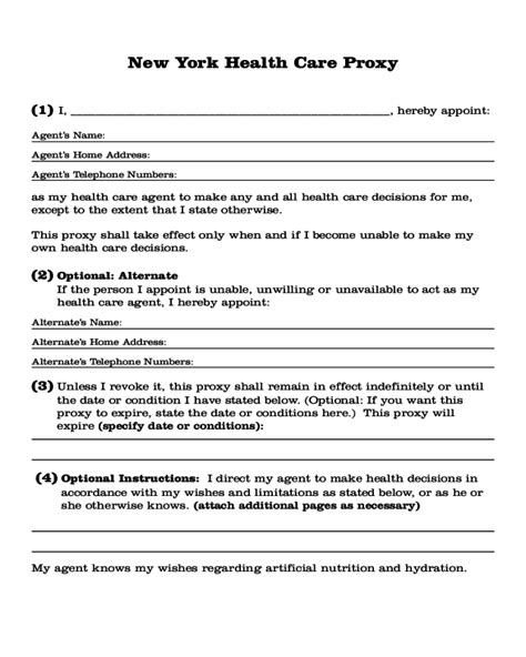 Health Care Proxy Form Free