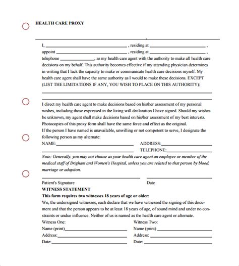 Health Care Proxy Form Template