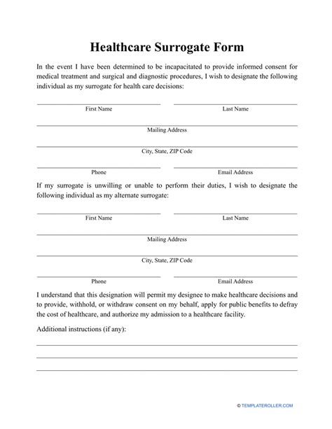 Health Care Surrogate Form Pdf