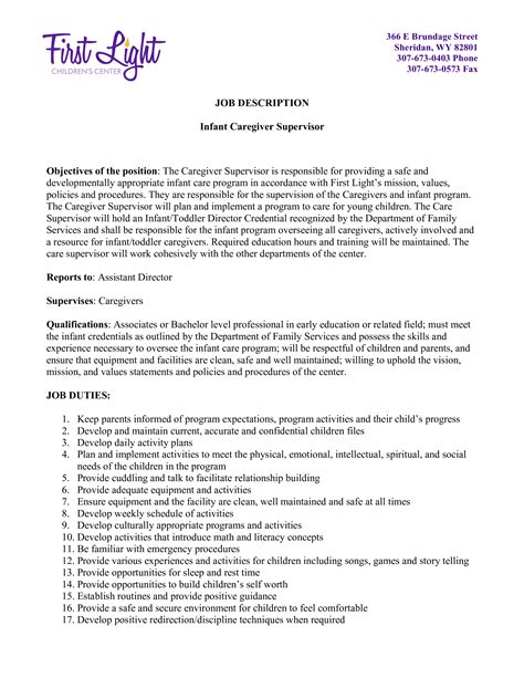 Health Caregiver Job Description