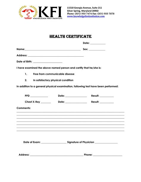 Get Your Health Certificate