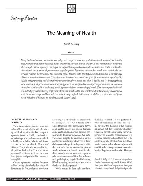 Health Definition Journal