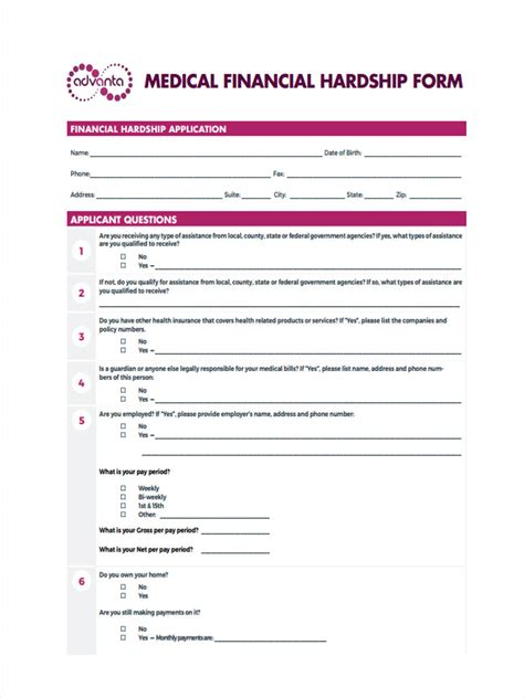 Health Hardship Form Assistance