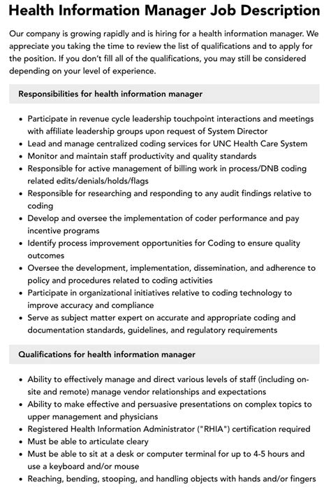 Health Information Management Job Titles