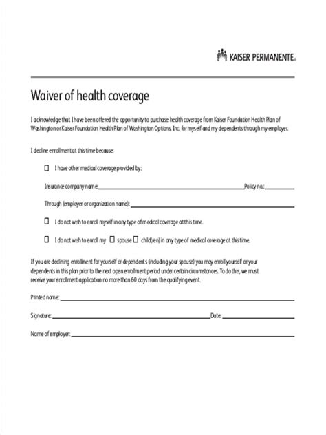 Health Insurance Waiver