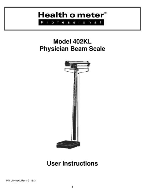 Health O Meter Instruction Manual