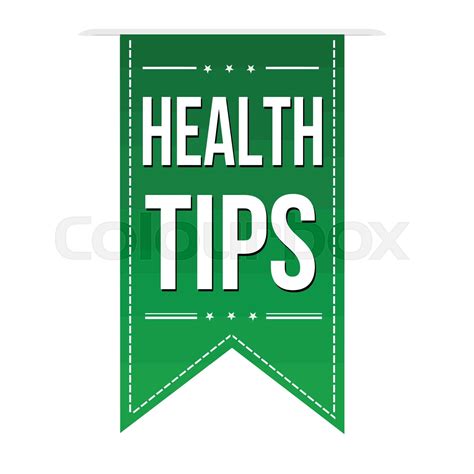 Health Tips Green Ribbon Or Banner Design Stock Vector Colourbox