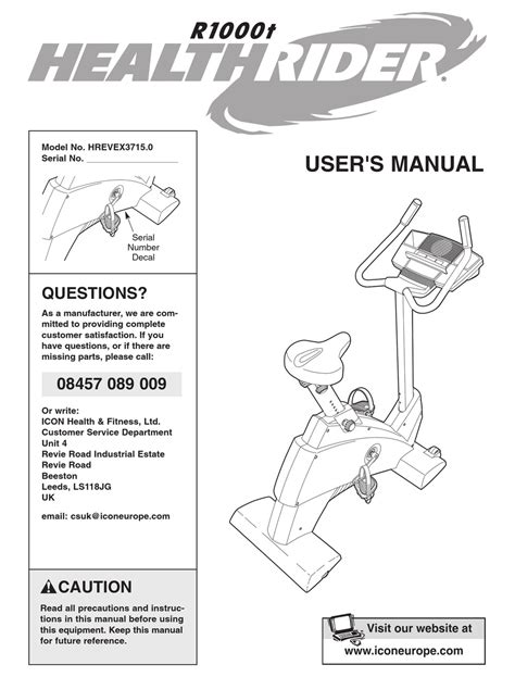 Healthrider Bike Manual