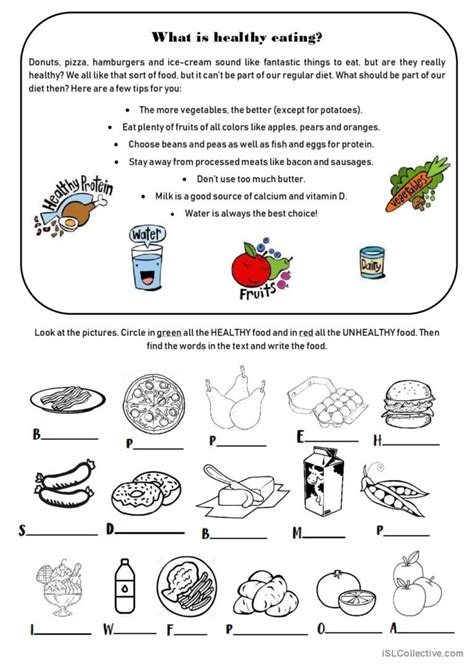 Healthy Diet Worksheet Pdf