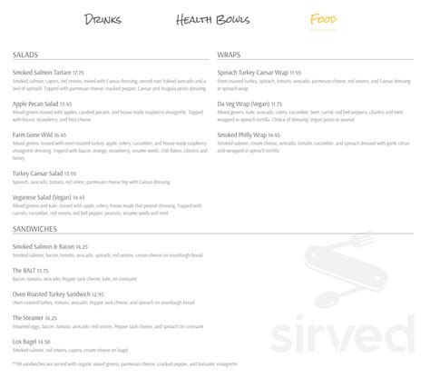 Hiblend Health Restaurant Menu