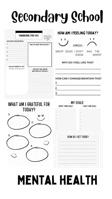 High School Mental Health Worksheets