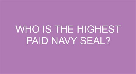 Highest Paid Navy Seal