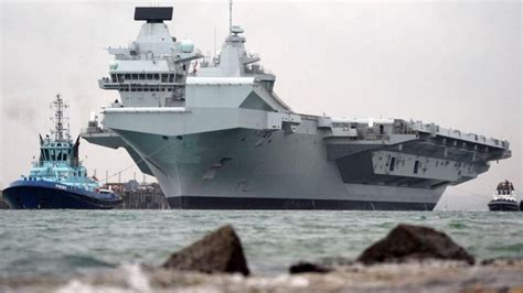 Hms Queen Elizabeth Leaves Portsmouth Ahead Of Repairs Bbc News