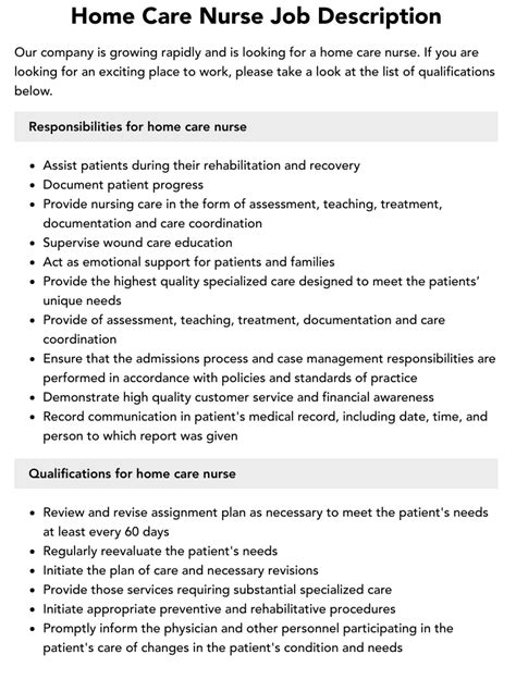 Home Care Duties And Responsibilities