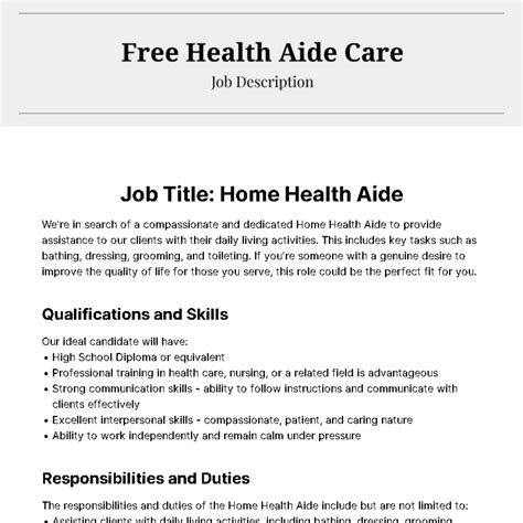 Home Health Aid Job Responsibilities