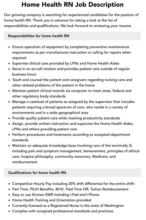 Home Health Rn Positions