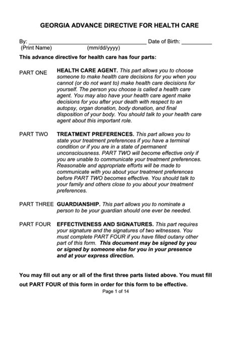 How To Create An Advance Healthcare Directive In Georgia