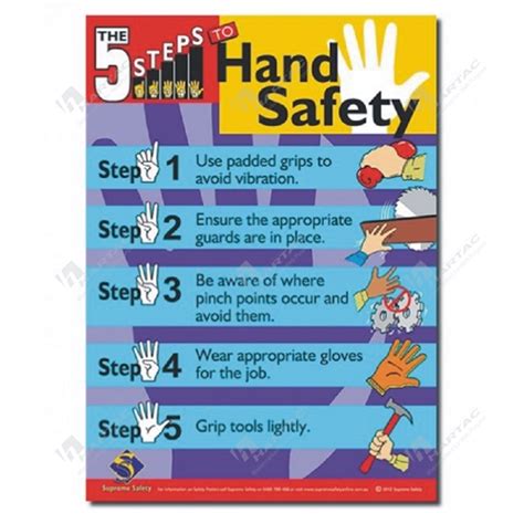 Hs11382 The 5 Steps To Hand Safety Laminated Poster 300Mm X 420Mm Hartac Australia