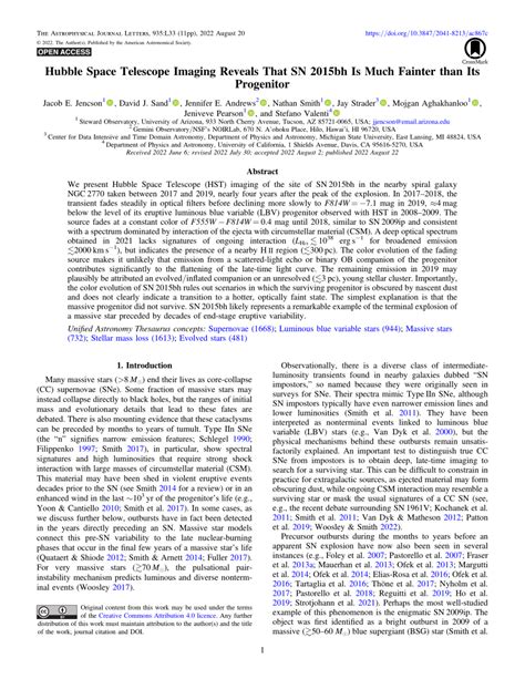 Hubble Space Telescope Imaging Reveals That Sn 2015Bh Is Much Fainter Than Its Progenitor Iopscience