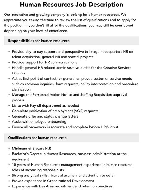 Human Services Job Description