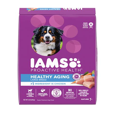 Iams Proactive Health Healthy Aging Large Breed Dry Senior Dog Food With Real Chicken 15 Lbs