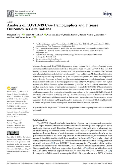 Ijerph Free Full Text Analysis Of Covid 19 Case Demographics And Disease Outcomes In Gary