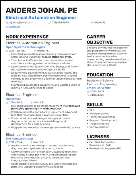 Industrial Automation Engineer Resume