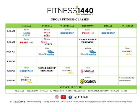 Innovative Fitness Class Schedule