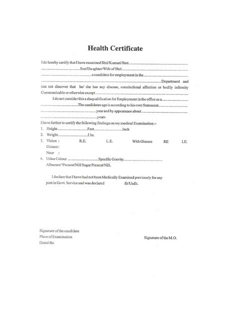 International Health Certificate Pdf