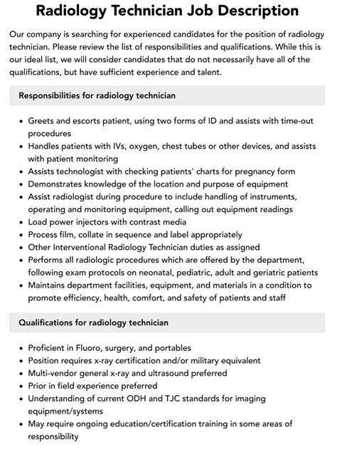 It Imaging Technician Job Description