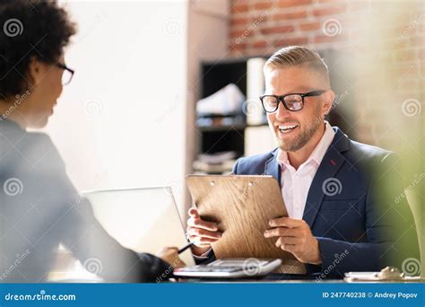 Job Interview Business Manager Talking To Recruiter Stock Photo Image Of Resume Meeting