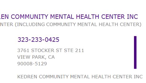 Kedren Mental Health Phone Number