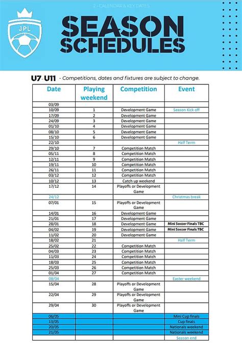 Key Dates And Fixture Schedule Yorkshire Rtc