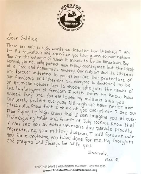 Letter To Soldier Email