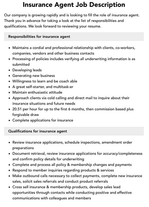 Licensed Insurance Agent Job Duties