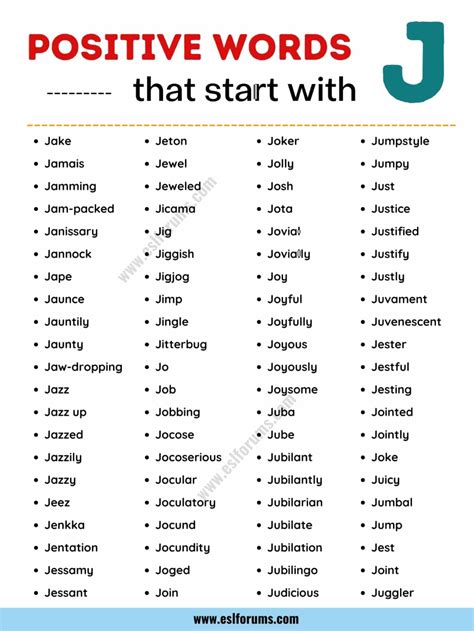 List Of Positive Words That Start With J Positive Words List