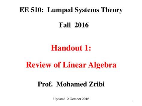 Lumped System Theory